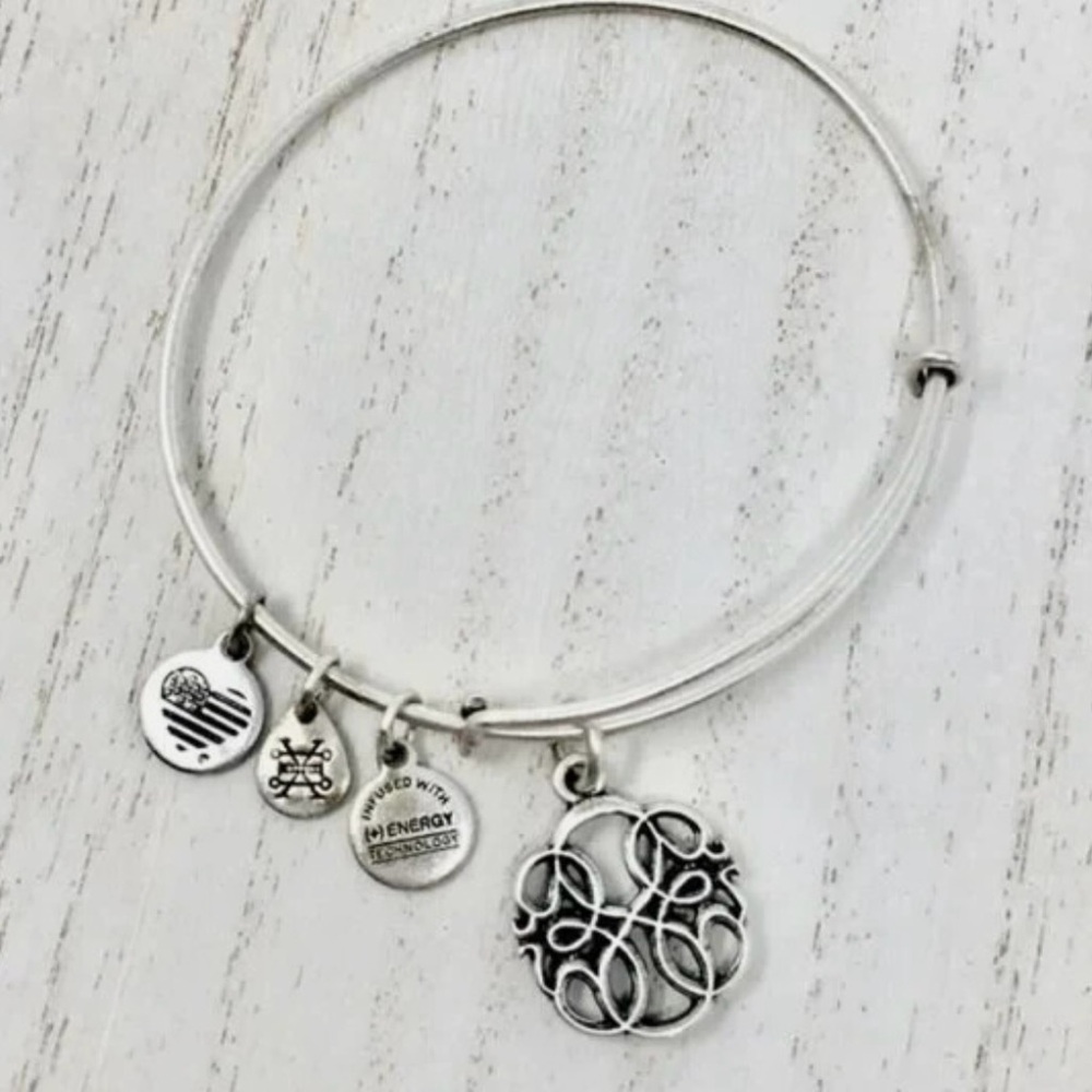 Alex and Ani Silver Bangle Bracelet with Celtic Charm